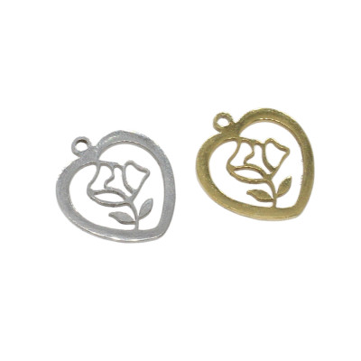 Heart pendant with surgical steel rosette