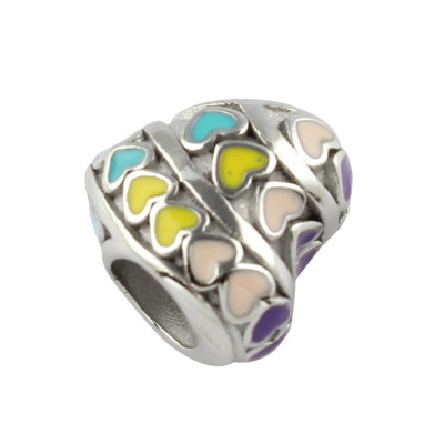 Surgical steel enamel heart bead