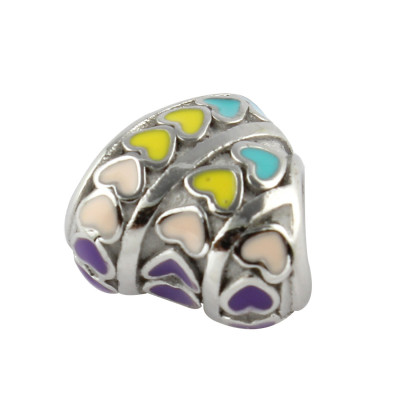 Surgical steel enamel heart bead