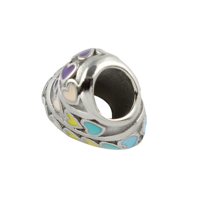 Surgical steel enamel heart bead