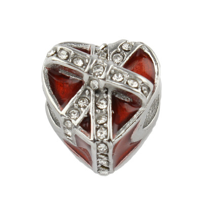 Red heart tied with a chaton ribbon made of surgical steel