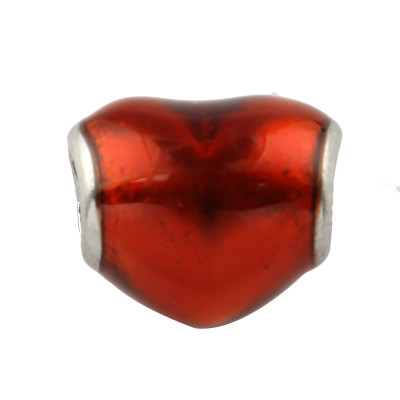 Red heart bead made of surgical steel
