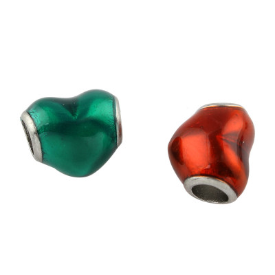 Red heart bead made of surgical steel