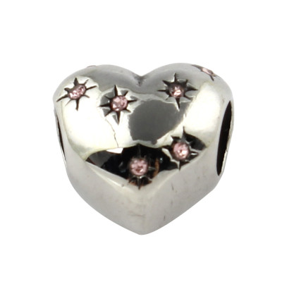 Heart bead with surgical steel chatons