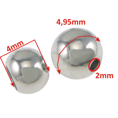 Bead 5mm hole 2mm in surgical steel