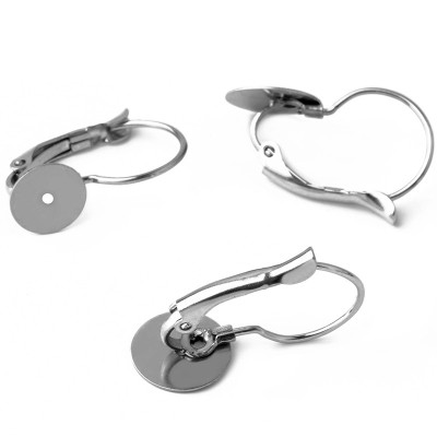 Mechanical earrings with flat plate selection of 3 sizes surgical steel