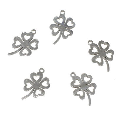Cloverleaf pendant in two color combinations of surgical steel