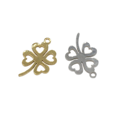 Cloverleaf pendant in two color combinations of surgical steel