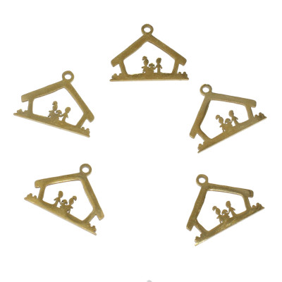 Pendant house happy family I. in two color combinations of surgical steel