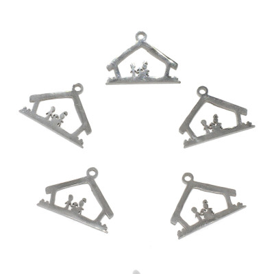 Pendant house happy family I. in two color combinations of surgical steel