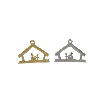 Pendant house happy family I. in two color combinations of surgical steel