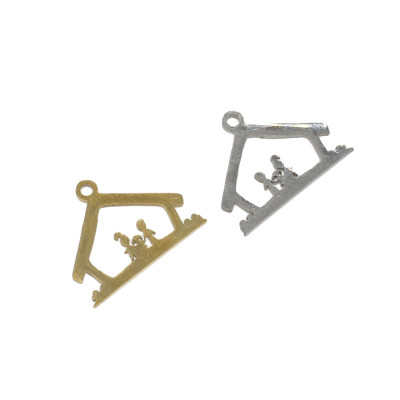 Pendant house happy family I. in two color combinations of surgical steel