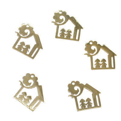 Pendant house preschool I. in two color combinations of surgical steel