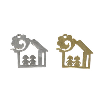 Pendant house preschool I. in two color combinations of surgical steel