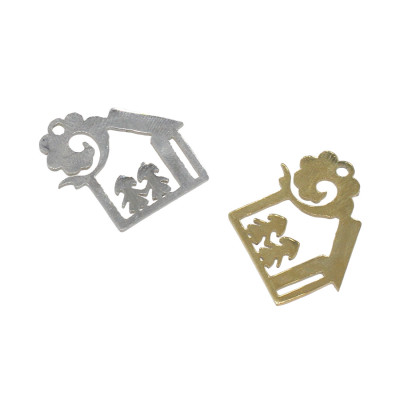 Pendant house preschool I. in two color combinations of surgical steel