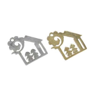 Pendant house preschool I. in two color combinations of surgical steel