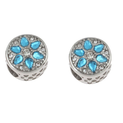 Bead with rhinestones Light Rose or Aquamarine surgical steel