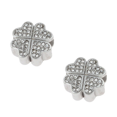 Korálek čtyřlístek se šatony Crystal z chirurgické oceli