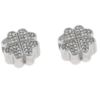 Beads of quatrefoil with surgical steel crystal chatons