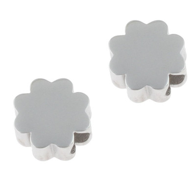 Beads of quatrefoil with surgical steel crystal chatons