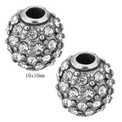 Bead oval of surgical steel with chatons