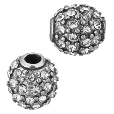 Bead oval of surgical steel with chatons