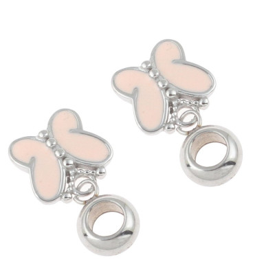 Pendant pink bow tie made of surgical steel