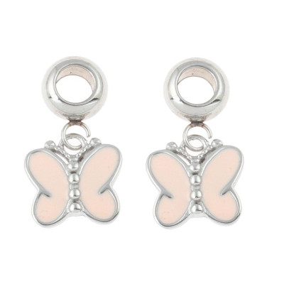 Pendant pink bow tie made of surgical steel