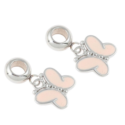 Pendant pink bow tie made of surgical steel