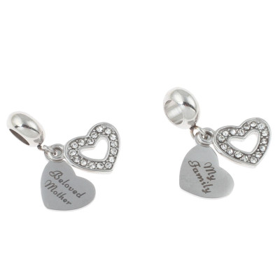 Heart pendant with inscription My family of surgical steel