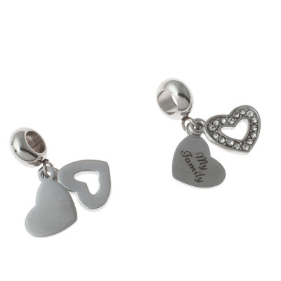Heart pendant with inscription My family of surgical steel
