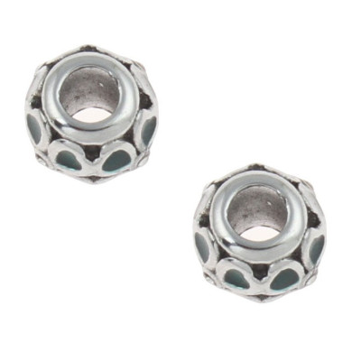 Bead with large cloverleaf green enamel surgical steel