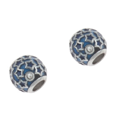 Bead with asterisks red or blue enamel surgical steel