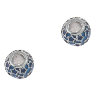 Bead with asterisks red or blue enamel surgical steel