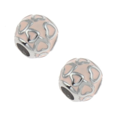 Bead decorated with hearts in two color variants of surgical steel