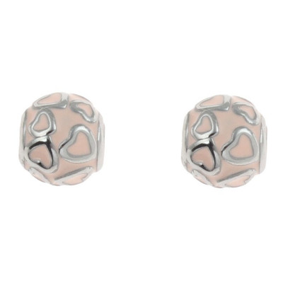 Bead decorated with hearts in two color variants of surgical steel