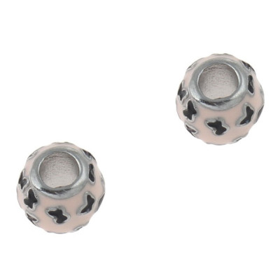 Bead decorated with bow ties two color variants surgical steel