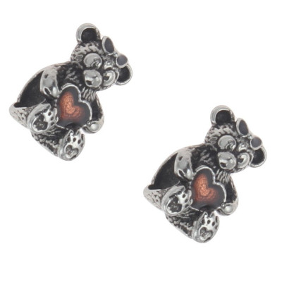 Bead plush teddy bear with colored heart surgical steel