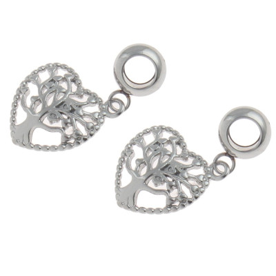 Heart pendant with surgical steel life tree