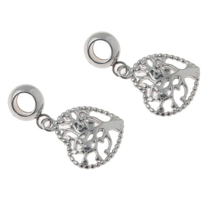 Heart pendant with surgical steel life tree