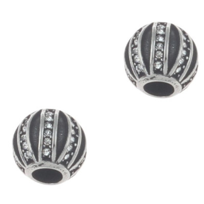 Striped bead with surgical steel crystal chatons