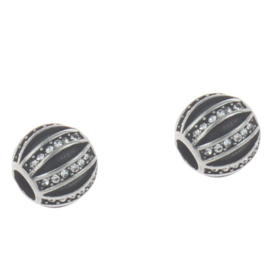 Striped bead with surgical steel crystal chatons