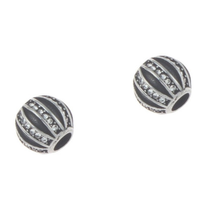 Striped bead with surgical steel crystal chatons