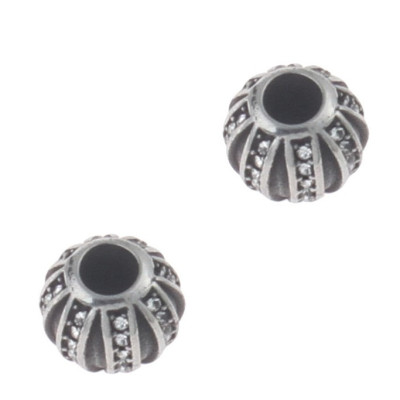 Striped bead with surgical steel crystal chatons