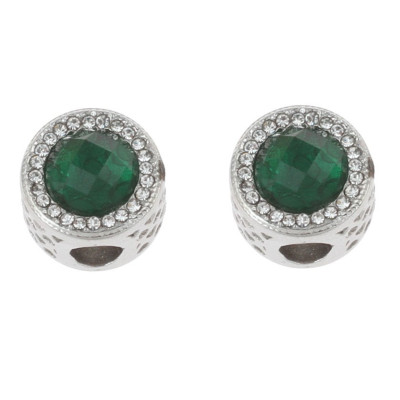 Stainless steel bead with colored stone