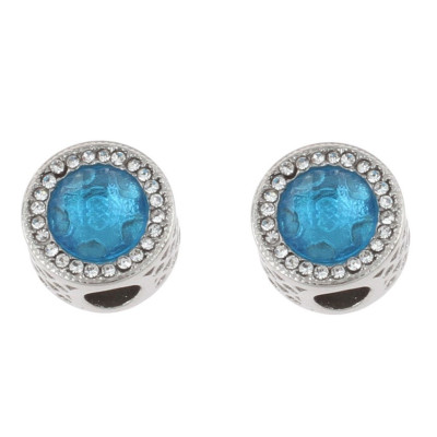 Stainless steel bead with colored stone