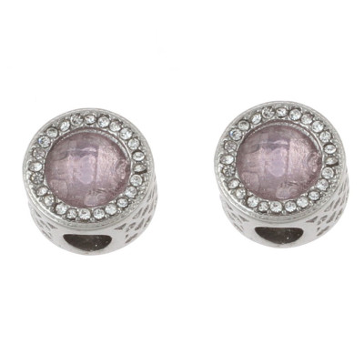 Stainless steel bead with colored stone