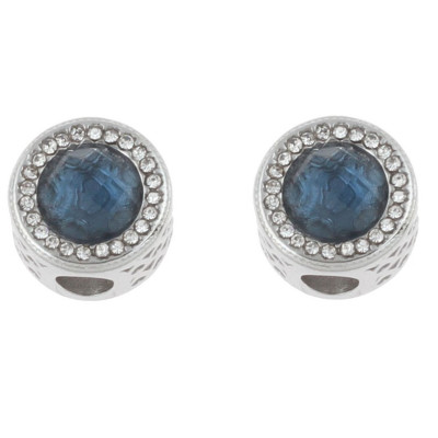 Stainless steel bead with colored stone