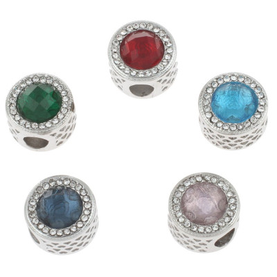 Stainless steel bead with colored stone