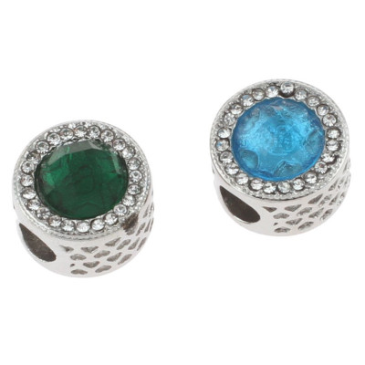 Stainless steel bead with colored stone